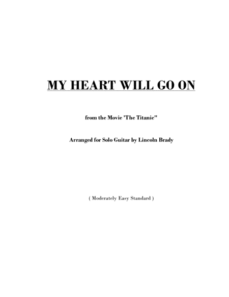 Free Sheet Music My Heart Will Go On Solo Guitar