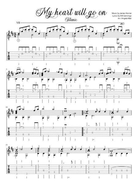 My Heart Will Go On Titanic Solo Guitar Sheet Music Tab Sheet Music