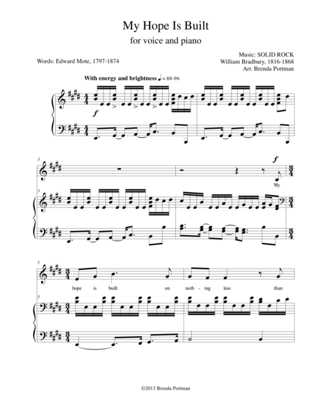 My Hope Is Built On Nothing Less Solid Rock Medium Voice Arr Brenda Portman Sheet Music