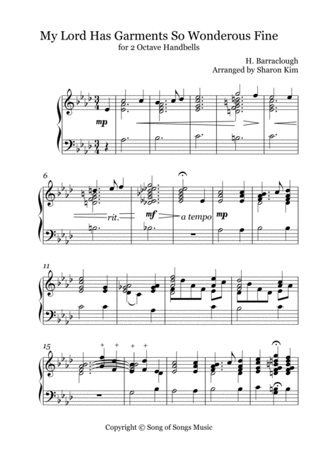 My Lord Has Garments So Wonderous Fine 2 Octave Handbells Sheet Music