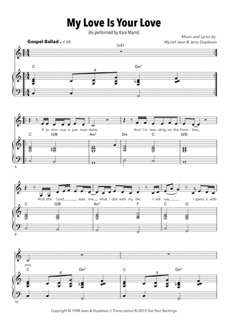 My Love Is Your Love Sheet Music