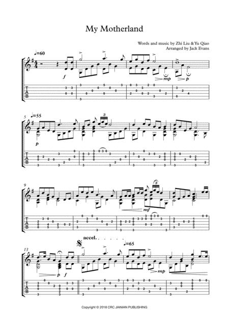 Free Sheet Music My Motherland Solo Guitar