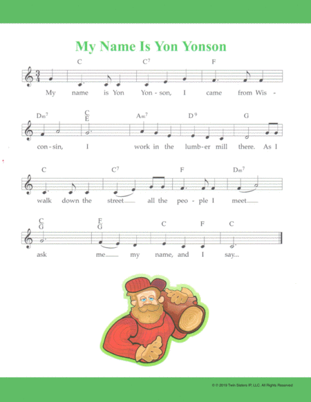 My Name Is Yon Yonson Sheet Music