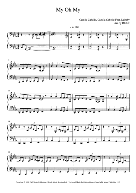 My Oh My Easy Piano Sheet Music