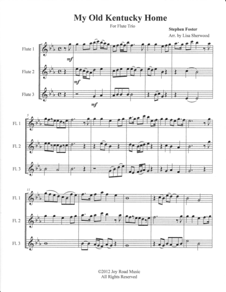 My Old Kentucky Home Flute Trio Sheet Music