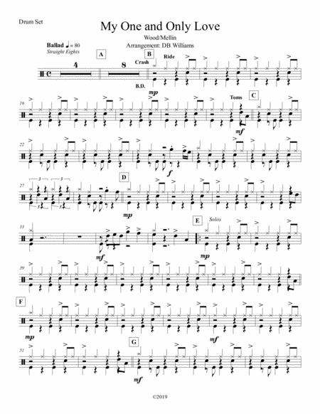 Free Sheet Music My One And Only Love Drum Set