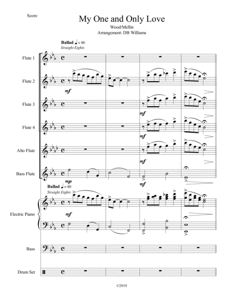 Free Sheet Music My One And Only Love Flute Choir