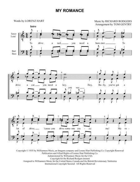 Free Sheet Music My Romance Ttbb