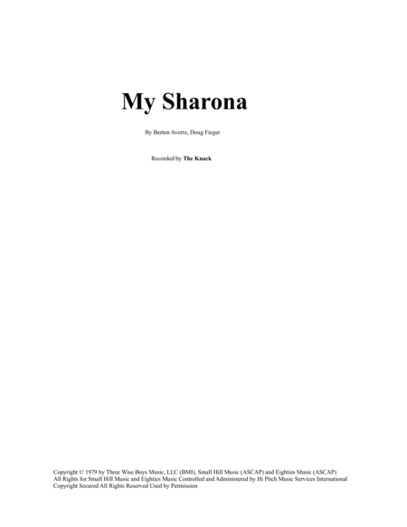 My Sharona The Knack 1979 For Pep Band Basketball Band Jazz Combo Small Jazz Ensemble My Sharrona Sheet Music