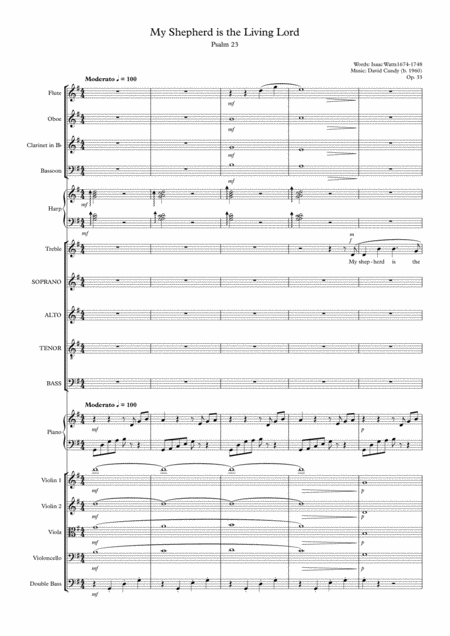 Free Sheet Music My Shepherd Is The Living Lord Op 33