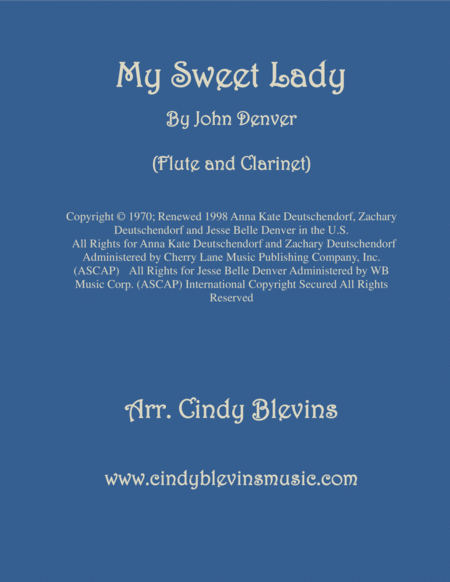 My Sweet Lady For Flute And Clarinet Sheet Music