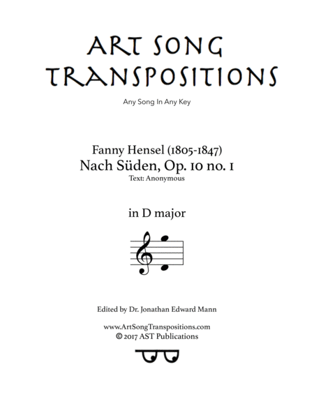 Free Sheet Music Nach Sden Op 10 No 1 D Major