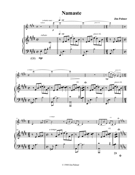 Free Sheet Music Namaste For Flute And Harp