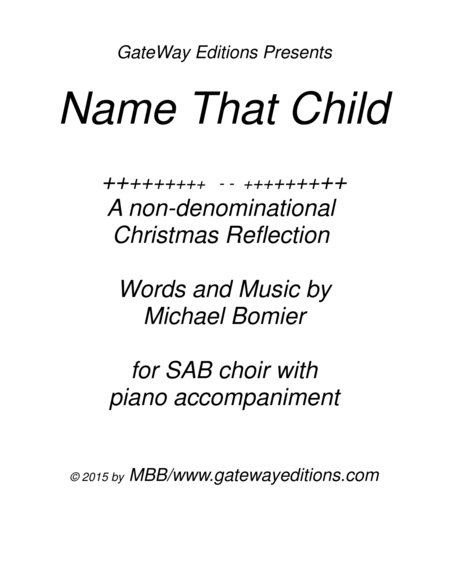 Name That Child A Christmas Reflection For Sab Choir Piano Accomp Sheet Music