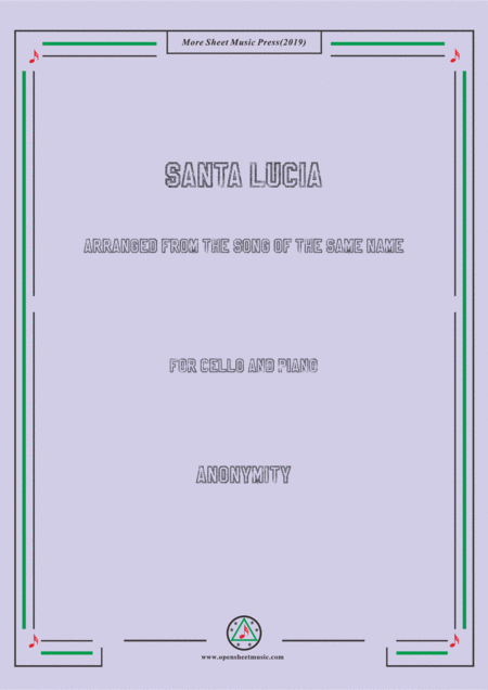 Nameless Santa Lucia For Cello And Piano Sheet Music