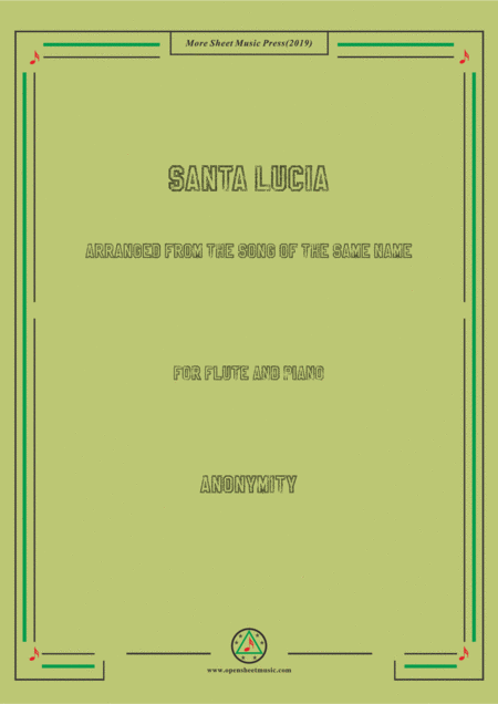 Nameless Santa Lucia For Flute And Piano Sheet Music