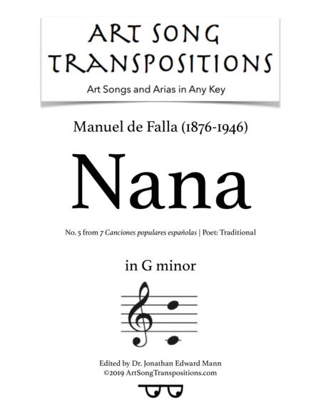 Nana Transposed To G Minor Sheet Music