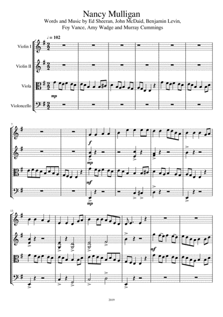 Free Sheet Music Nancy Mulligan