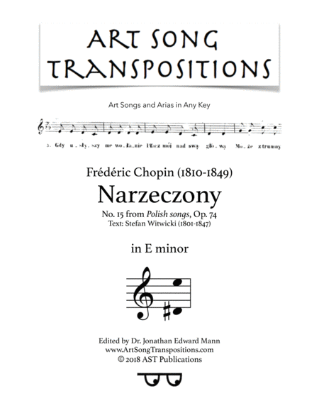 Free Sheet Music Narzeczony Op 74 No 15 E Minor