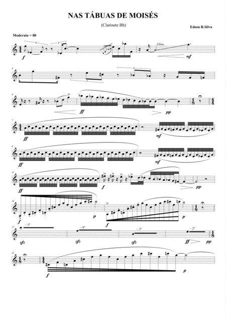 Free Sheet Music Nas Tbuas De Moiss By Edson R Silva