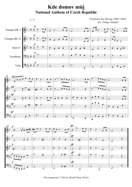 National Anthem Of Czech Republic Sheet Music