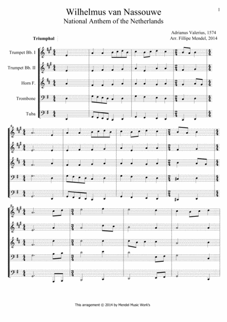 National Anthem Of The Kingdom Of The Netherlands Sheet Music