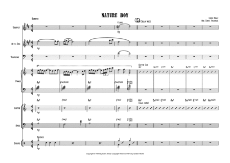 Free Sheet Music Nature Boy Vocal With Small Band 3 Horns Key Of A Minor