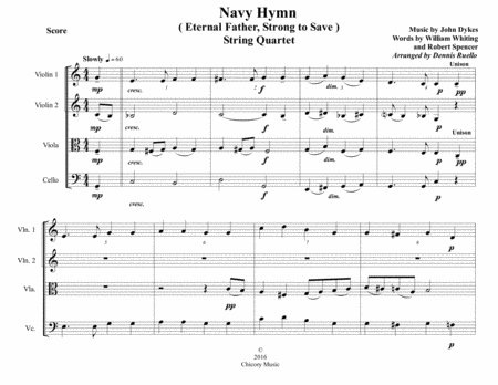 Navy Hymn Eternal Father Strong To Save String Quartet Intermediate Sheet Music