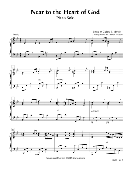 Near To The Heart Of God Piano Solo Sheet Music