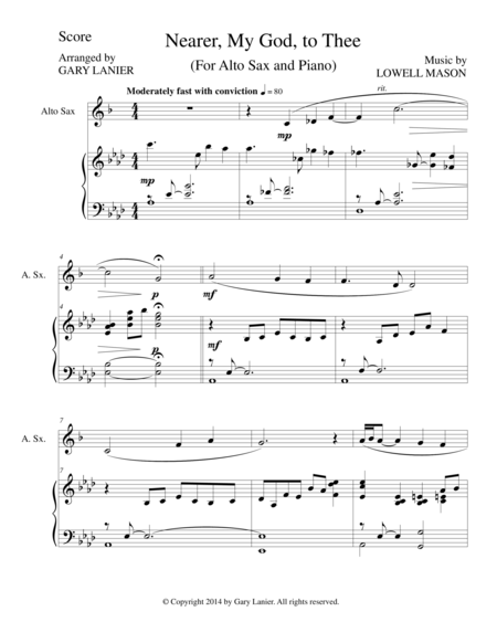 Nearer My God To Thee Alto Sax Piano And Sax Part Sheet Music