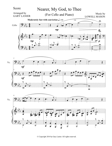 Nearer My God To Thee Duet Cello Piano With Score And Instrument Part Sheet Music