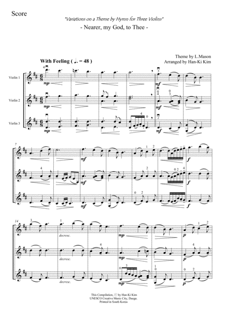 Nearer My God To Thee For Violin Trio Sheet Music