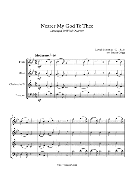 Nearer My God To Thee Wind Quartet Score And Parts Sheet Music