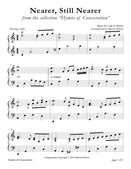 Nearer Still Nearer Large Print Piano Solo Sheet Music