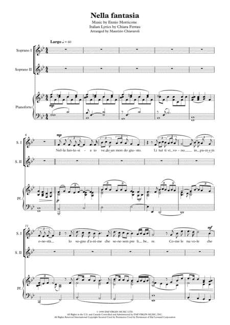 Free Sheet Music Nella Fantasia