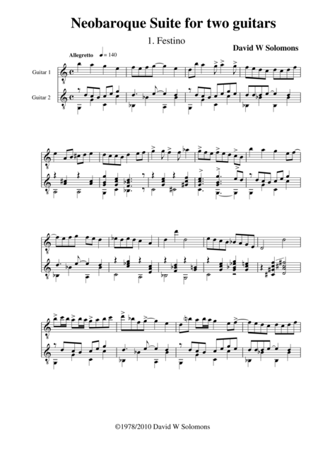 Neobaroque Suite For Two Guitars Sheet Music