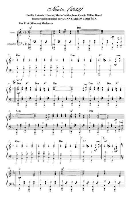 Nern Shimmy Fox Trot Por Emilio Antonio Iribarne Mario N Valdez Juan Cancio Milln Bonell Sheet Music