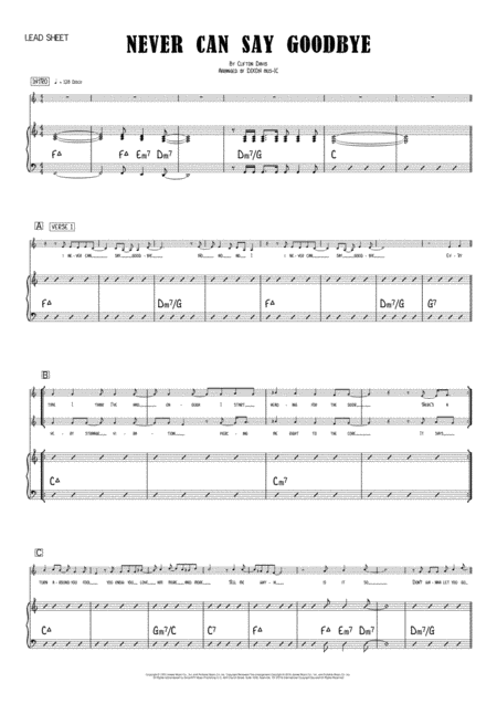 Never Can Say Goodbye Lead Sheet Sheet Music