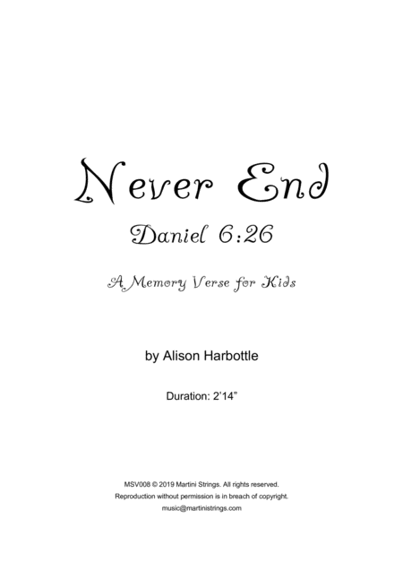 Never End Daniel 6 26 Memory Verse Sheet Music