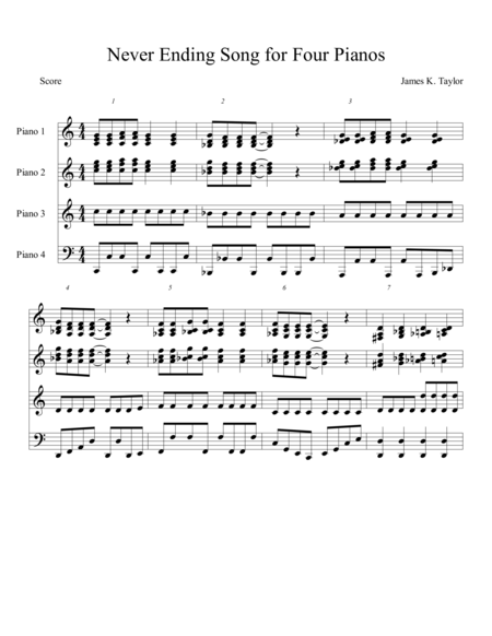 Free Sheet Music Never Ending Song For Four Pianos