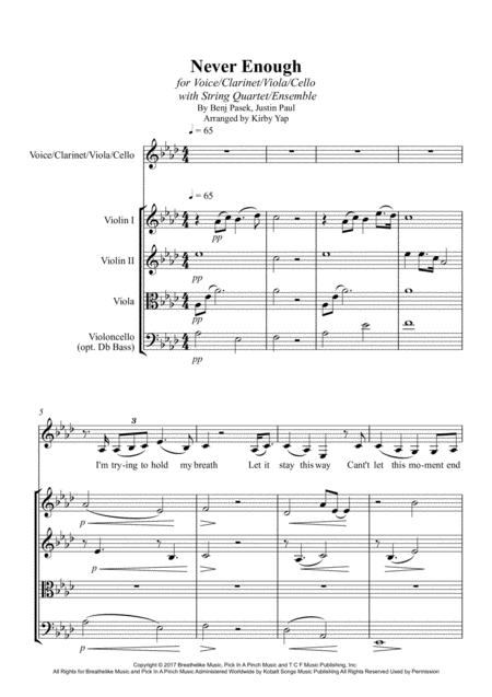 Never Enough Lead Voice String Quartet Sheet Music