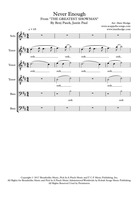 Free Sheet Music Never Enough Ttbb Div A Cappella