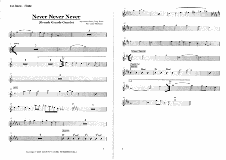 Free Sheet Music Never Never Never Grande Grande Grande Female Vocal With Big Band Key Of C To Db D