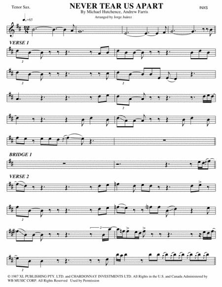 Never Tear Us Apart Tenor Sax Sheet Music