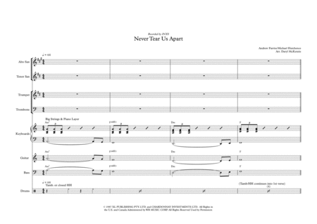 Free Sheet Music Never Tear Us Apart Vocal With Small Band 3 Horns Key Of Am