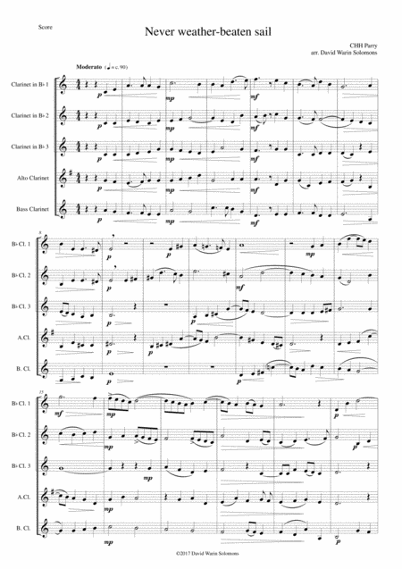 Never Weather Beaten Sail For Clarinet Quintet Sheet Music