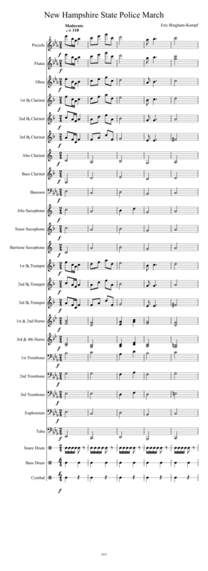 Free Sheet Music New Hampshire State Police March