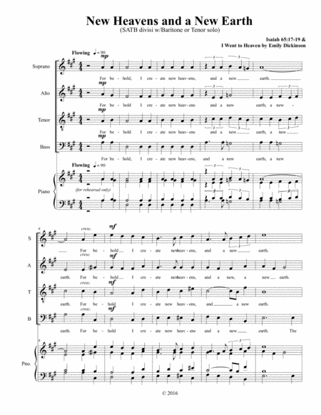 Free Sheet Music New Heavens And New Earth