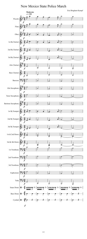 Free Sheet Music New Mexico State Police March