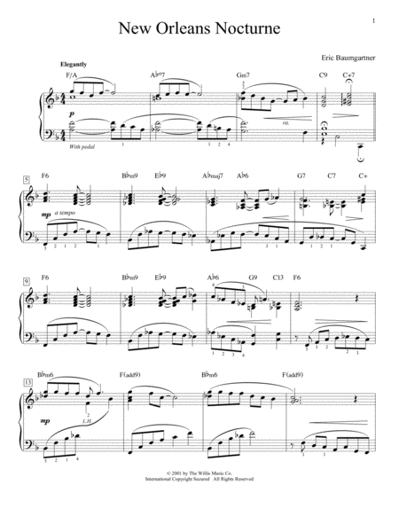 Free Sheet Music New Orleans Nocturne